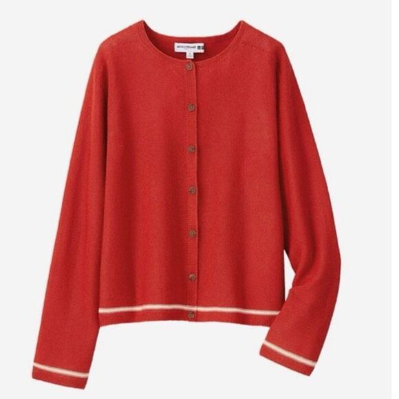 Ines de la Fressange x Uniqlo IDLF 3D Knit LS Red Linen Blend Sweater Medium - Picture 2 of 10